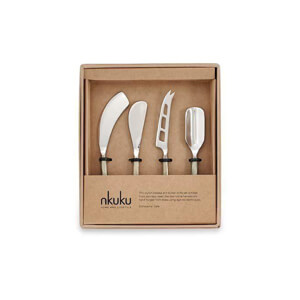 Nkuku Darsa Cheese Knife Set 4 Brushed Gold